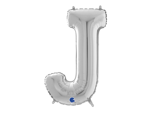 SuperShape Letter "J" Silver Foil Balloon - 66 cm - 1 pc