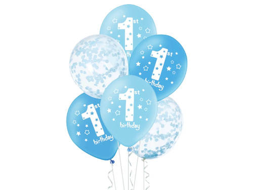 Set of latex balloons for birthday blue - 30 cm - 6 pcs.