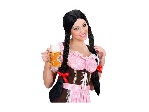 Czarna peruka Bawarka z warkoczami