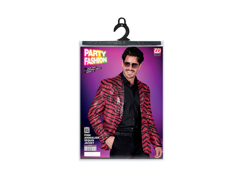 Imprezowa marynarka Party Fashion - różowa cekinowa z motywem zebry