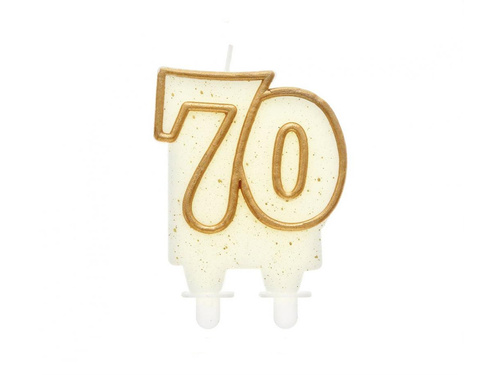 Candle for 70th birthday with gold border - 1 pc.