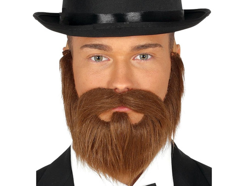 Brown beard and mustache with elastic gum