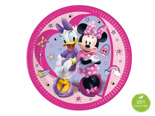 Talerzyki papierowe na urodziny Myszka Minnie - 23 cm - 8 szt.