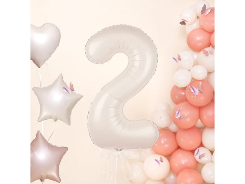 Foil balloon cream number 2 - 100 cm - 1 pc.