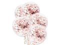 Balony przezroczyste z konfetti złoty róż - 30 cm - 100 szt