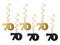 Hanging decoration swirls 70th birthday - 6 pcs.