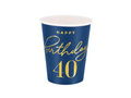 Fortieth birthday cups navy blue - 220 ml - 6 pcs.