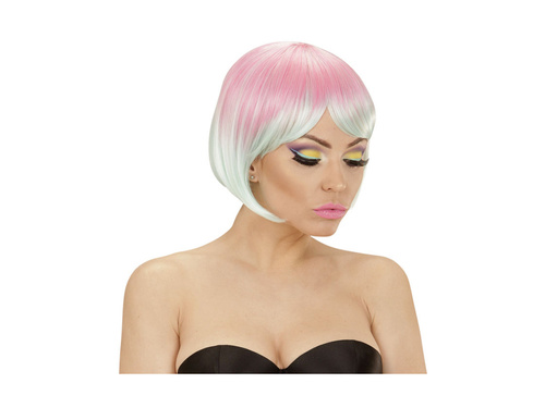 Różowo-turkusowa peruka Fashion melanż