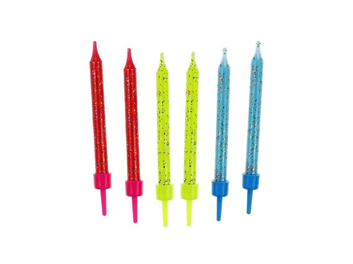 Glitter candles - 12 pcs.