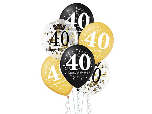 Printed latex balloons for forty - 30 cm - 6 pcs.