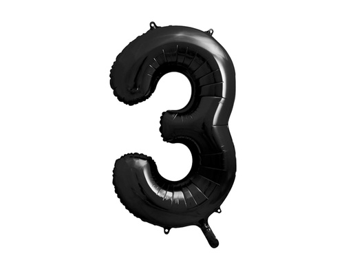 Foil balloon number 3 black - 86 cm - 1 pc.