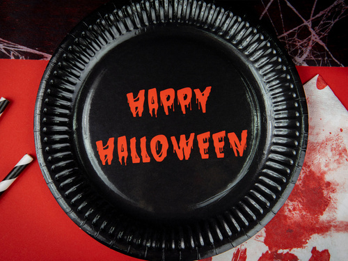 Talerzyki papierowe na Halloween - Krwawe Halloween - 18 cm - 6 szt.