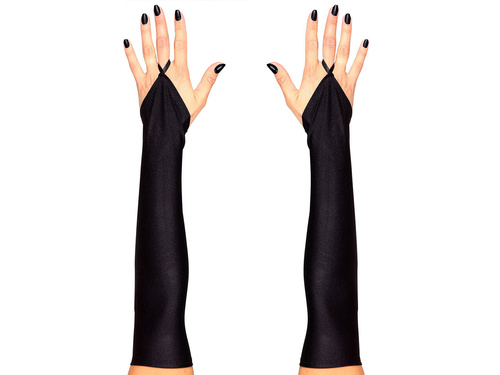 Black Fingerless Satin Gloves