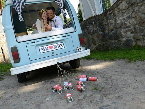 Wedding cans, retro, 14 x 7cm, 1pack