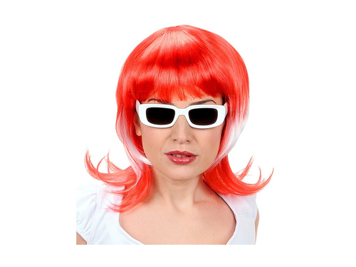 Czerwono-biało-czerwona peruka kibicki