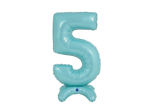 Number 5 Pastel Blue Standing Foil Balloon - 64 cm - 1 pc