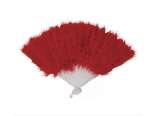 Wachlarz z piór czerwony - 1 szt.