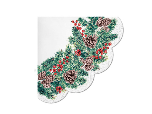 Round napkins Spruce branch - 32 cm - 12 pcs.