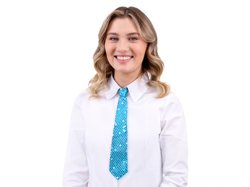 Cekinowy krawat - niebieski - 36 cm - 1 szt.