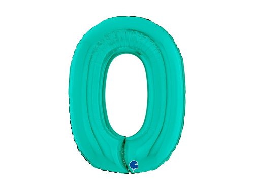 Balon foliowy cyfra 0 turkusowy - 26" - 1 szt.