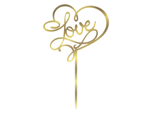 Gold mirrored plexiglass topper for Love cake - 15 cm