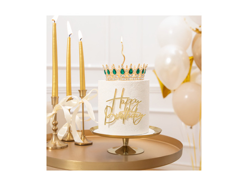 Korona na tort - 15 cm - złota z kryształkami - 1 szt.