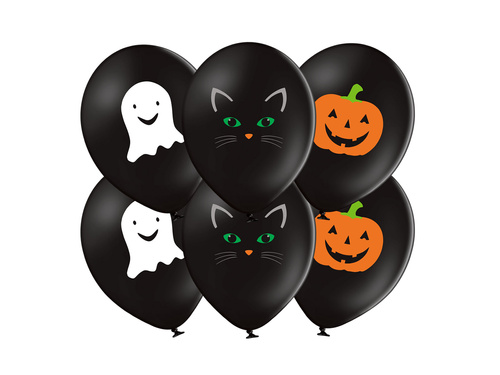 Printed Halloween balloons - Pumpkin, Cat, Ghost - 37 cm - 50 pcs.