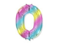 Balon foliowy cyfra 0 pastelowe ombre - 95 x 85 cm - 1 szt.