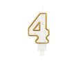 Number candle with gold border and glitter - 4 - 1 pc.