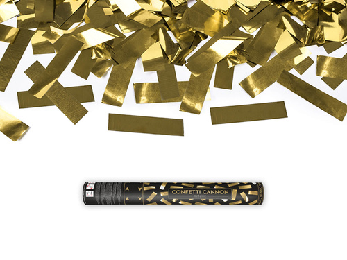 Shooting tube - gold metallic confetti and streamers - 40 cm - 1 pcs.