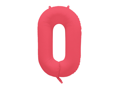 Balon foliowy cyfra 0 neonowy czerwony - 86 cm - 1 szt.