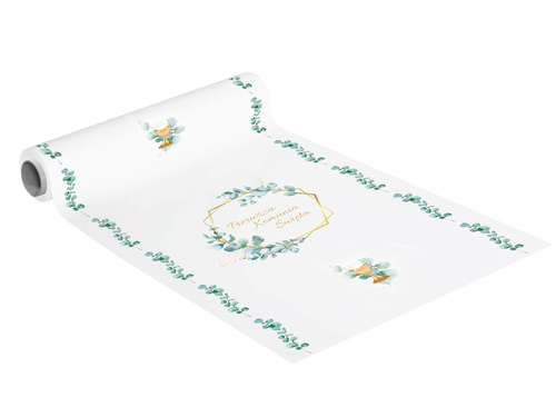 Decoration table runner for First Communion with leaves - 41 cm x 5 m - 1 pcs.