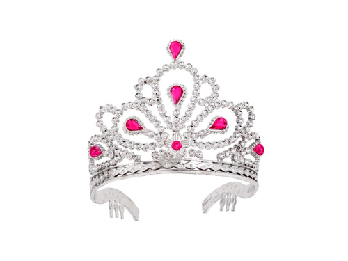 Srebrna tiara z różowymi klejnotami
