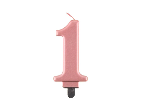 Metallic number candle rose gold - 1 - one
