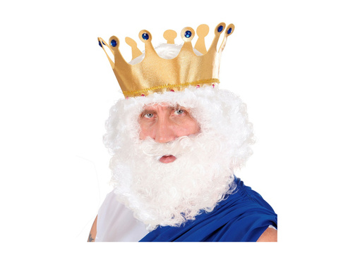 Biała kręcona peruka z brodą