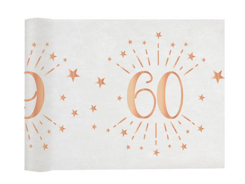 Printed table runner decoration for 60th birthday Sparkling pink gold - 30 cm x 5 m - 1 pc.