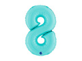 Balon foliowy cyfra 8 pastelowy niebieski - 14" - 1 szt.