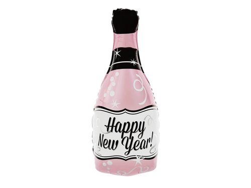 Happy New Year champagne bottle foil balloon - 49 x 100 cm