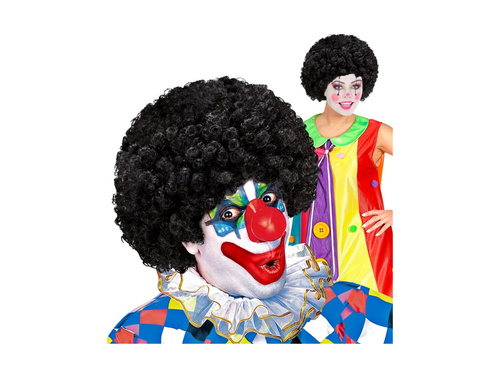 Peruka klauna czarna włosy afro