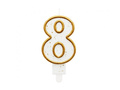 Number candle with gold border and glitter - 8 - 1 pc.