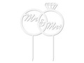 Topper z pleksi biały na tort Mr & Mrs - 16 cm