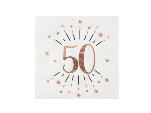 Sparkling pink gold 50th birthday napkins - 33 cm - 10 pcs.