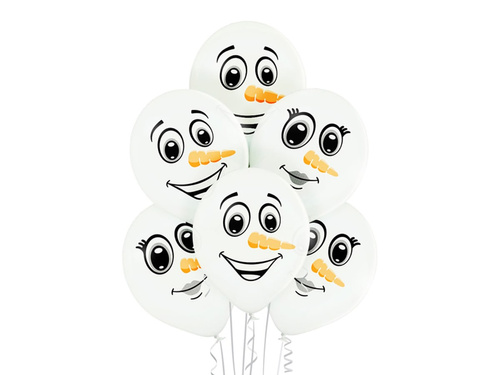 Pastel balloons Snowmen - 12" - 6 pcs.