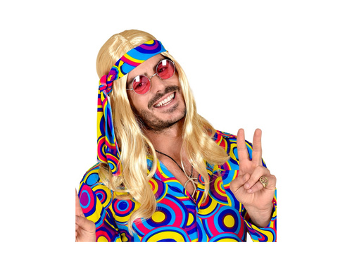 Blond peruka Disco Fever Hipis z lat 70. z opaską