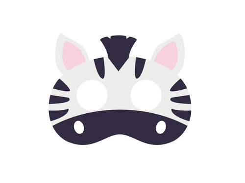 Zebra felt mask - 1 piece.