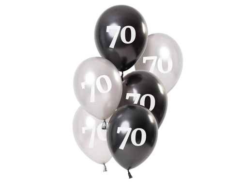 Set of balloons for seventieth birthday Glossy black - 23 cm - 6 pcs.