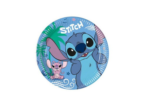 Talerzyki papierowe na urodziny Stitch & Angel - 20 cm - 8 szt.
