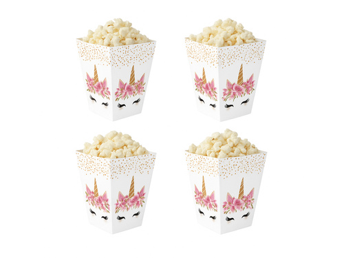 Pudełka na popcorn Jednorożec - 6 szt.