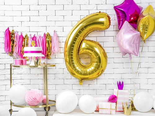 Number candle with glitter - 6 - 1 piece.
