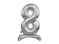 Foil balloon standing number 8 silver - 74 cm